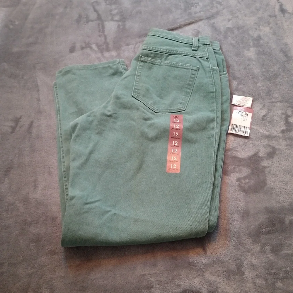 Wrangler Jeans Women 12 Kiwi Green High Rise Straight Leg USA Made Western VTG‎